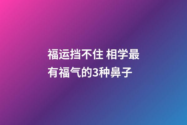 福运挡不住 相学最有福气的3种鼻子